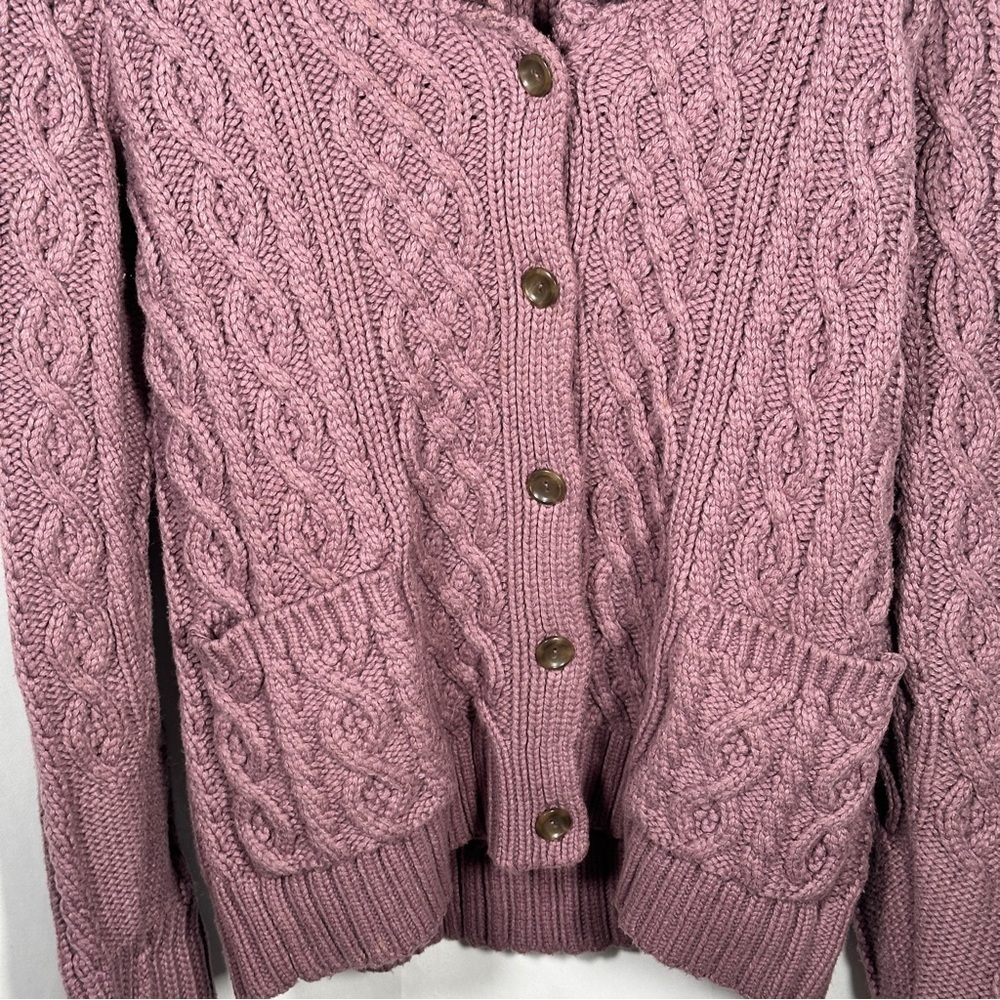 Etcetera Cable Knit Shawl Collar Cardigan Dusty Lilac Cottagecore S Cozycore - Picture 3 of 7